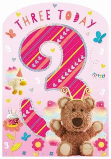 Picture of THREE TODAY BIRTHDAY CARD - PINK